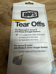 100% Racecraft 2 / Accuri 2 / Strata 2 Tear-Offs 2x7 laminated pack