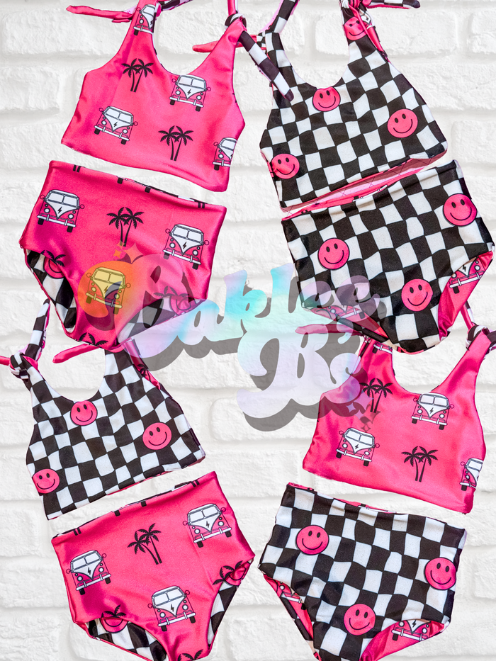 2 Piece Reversible Swim - Pink/Black (SIZE UP)