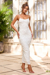 Petal Trace Midi Dress - White