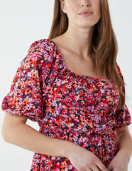 Milkmaid Square Neck Puff Sleeve Mini Dress