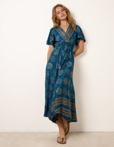Wrap Over Tie Back Maxi Dress