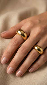 Lustre Dome Duo 2 piece Ring Set - Gold