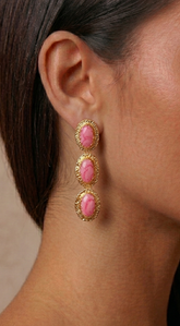 Lia Tiered Enamel Drop Earrings - Pink