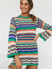 Smaibulun | Zig Zag Crochet Knit Dress - Green