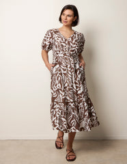 Coconut Button Belted Midi Dress
