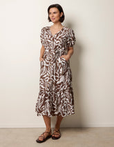 Coconut Button Belted Midi Dress