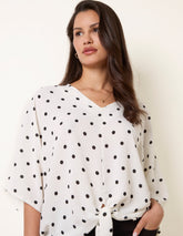 Polka Dot Knot Front Top