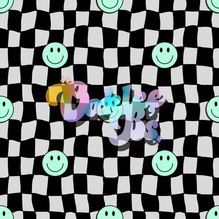 Checkered Mint Smilies Made to Order Single Items (Made in rib unless you select a swim item)