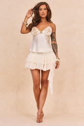 Dynamic Petal Chiffon Skort - Beige