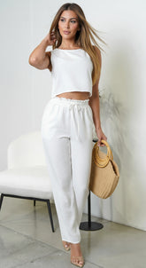 Neutral Code Linen Blend Set - White
