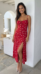 Romelia Polka Dot Maxi Dress - Red
