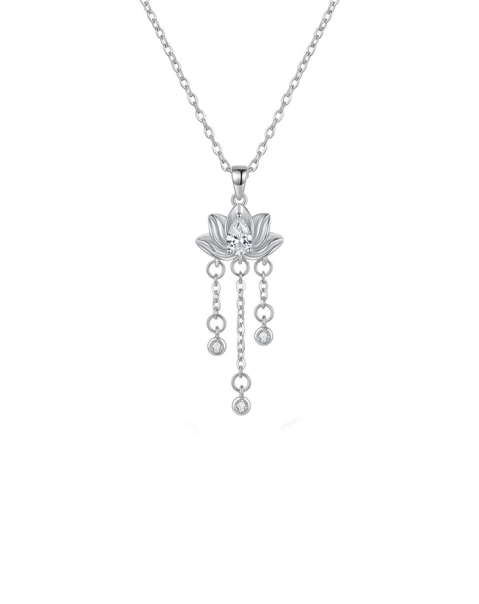 Lotus Çiçeği Gümüş Kolye