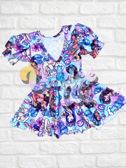 Mermaid Princess Puff Sleeve Skirted Leo - Swim