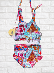 Mermaid/Butterflies 2 Piece Reversible Swim (SIZE UP)