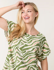 Animal Printed Diamante Detailed Top