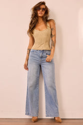 Retro Fade Wide Denim Jeans - Washed Blue
