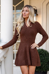 FINAL SALE - Cocoa Crush Chocolate Sweater Dress