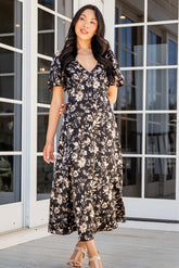 FINAL SALE - Just A Hint Black Floral Maxi Dress