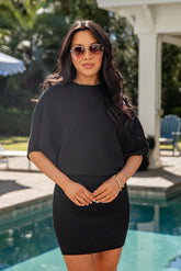 FINAL SALE - On Repeat Black Ribbed Knit Mini Dress