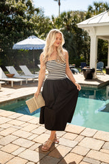 Classic Choice Striped Black Maxi Dress