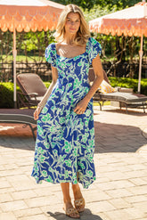 Capri Bloom Blue Floral Maxi Dress
