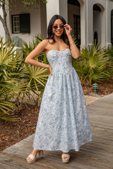 Coastal Heirloom Blue Floral Maxi Dress