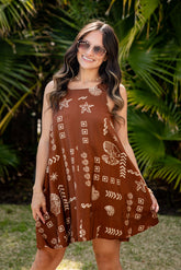 Seashell Escape Brown Printed Mini Dress