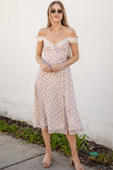 Floral Fixation Cream Midi Dress