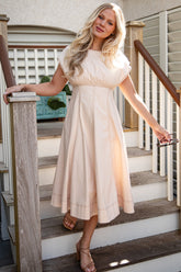 Everything I Love Structured Cream Midi Dress
