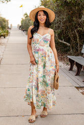 Tropical Vacation Off White Maxi Dress