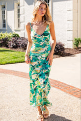 Simply Irresistible Green Tropical Print Maxi Dress