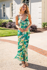 Simply Irresistible Green Tropical Print Maxi Dress