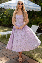 Meadow Bloom Lavender Floral Midi Dress