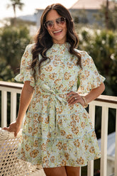 Spring Story Light Blue Floral Mini Dress