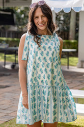 Coastal Bloom Light Blue Floral Mini Dress