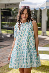 Coastal Bloom Light Blue Floral Mini Dress