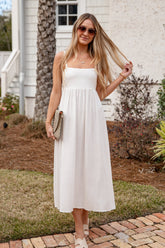 Want It All Sleeveless Off White Midi Dress