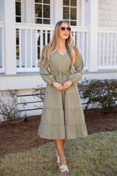 FINAL SALE - Olive Aura Tiered Maxi Dress