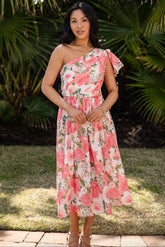 Lighthouse Love Pink Floral Midi Dress