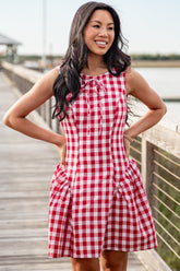 Picnic Stroll Red Gingham Mini Dress