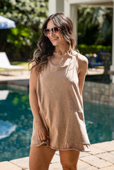 Golden Glow Mineral Wash Romper Dress