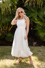 Dreaming Heart Lace Detail White Maxi Dress