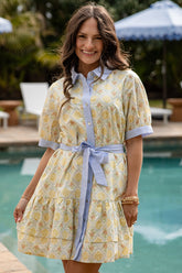 Dream of Spring Floral Button Front Yellow Mini Dress