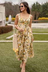 FINAL SALE - Wildflower Fields Yellow Floral Maxi Dress