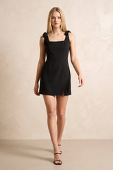 Square Neck Sheath Mini Dress in Black