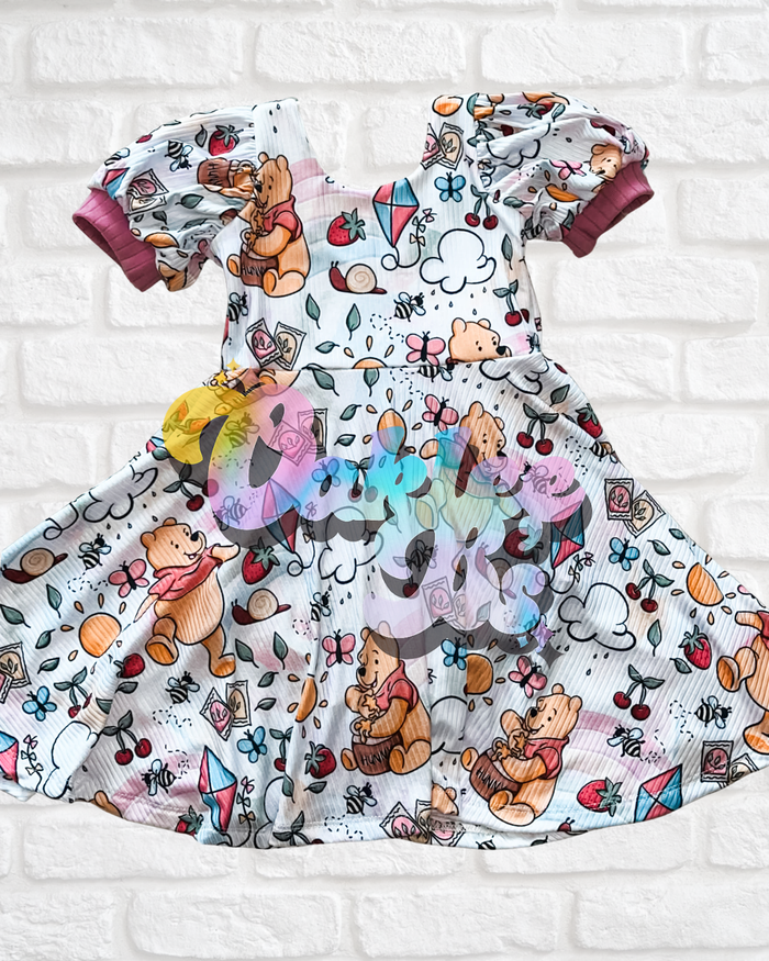 2T RTS puff short sleeve knee length brielle dress with attached bummies