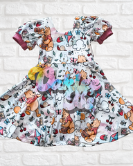 2T RTS puff short sleeve knee length brielle dress with attached bummies