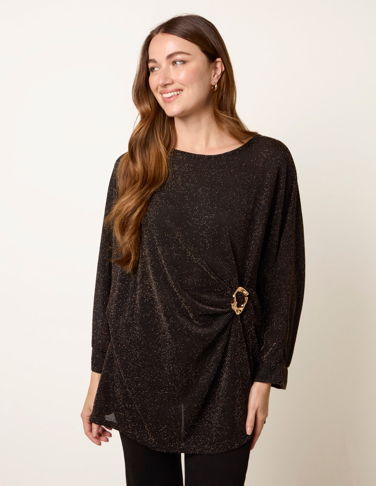 Buckle Metallic Top