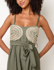 Gold Detailed Embroidered Stitching Jumpsuit