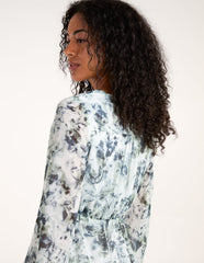 Tie Front Watercolour Mini Dress
